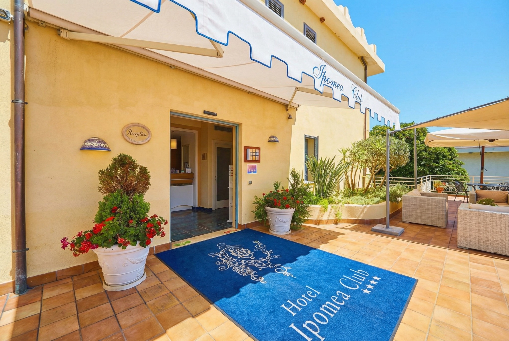 Hotel Ipomea Club — ingresso e reception, Capo Vaticano (Calabria)